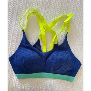 Victoria's Secret VSX SPORT Blue Teal Neon Green Sports Bra 32B
